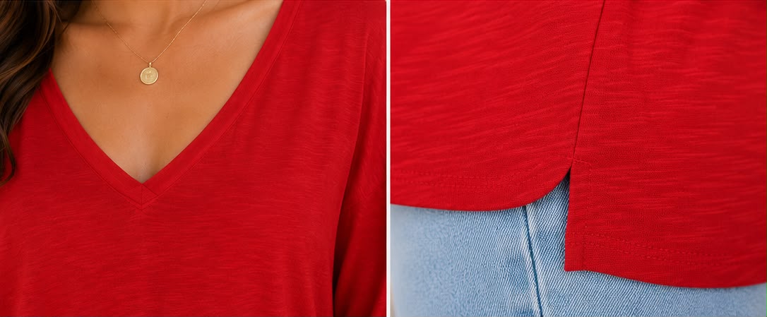 Blusa dama mediana escote V roja SH@IN