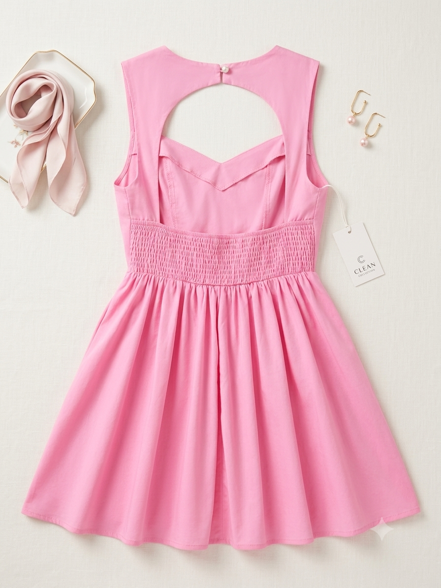 💖 Vestido dama corto rosa de corte princesa