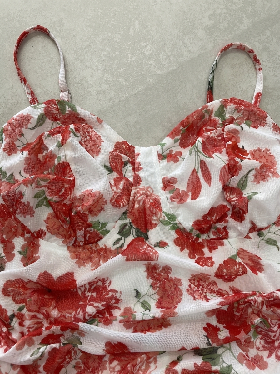 🌺 Vestido dama corto floral con tirantes