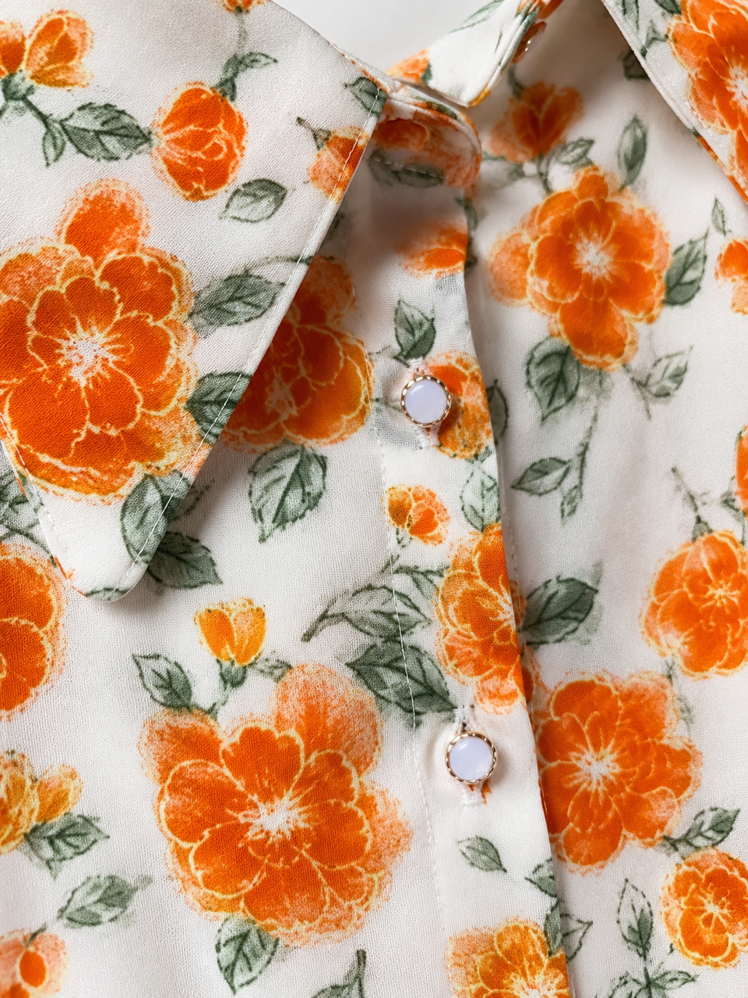 🌼🧡 Blusa Dama Floral con Estampado de Flores Naranjas 🧡🌼