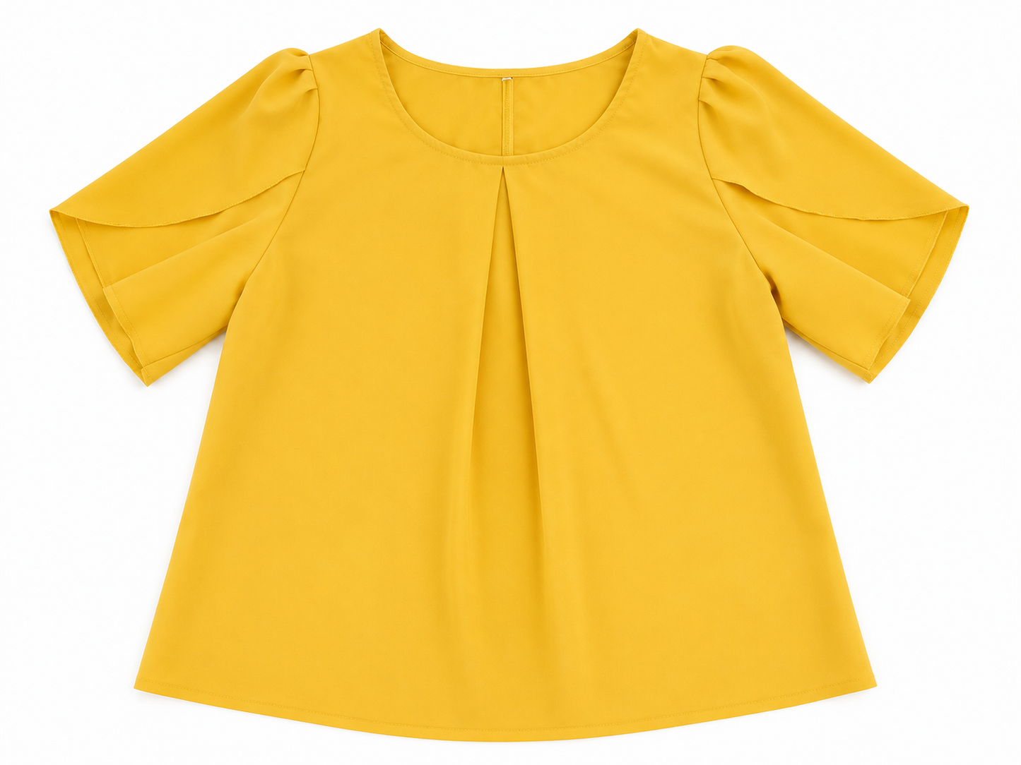 Blusa Dama Amarillo Mostaza con Manga Doble Capa