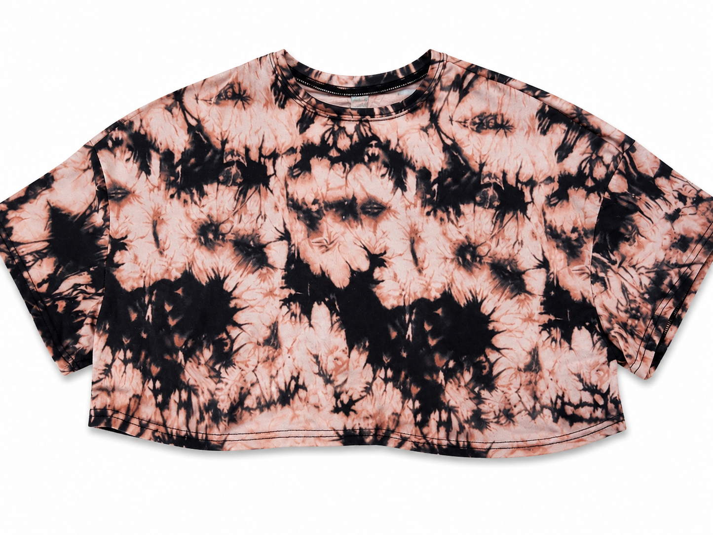 Blusa dama Crop Tie-Dye Negro con Durazno