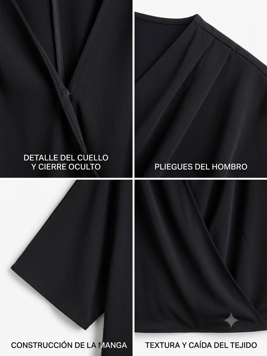 Blusa Dama extra grande 1XL negra cruzada
