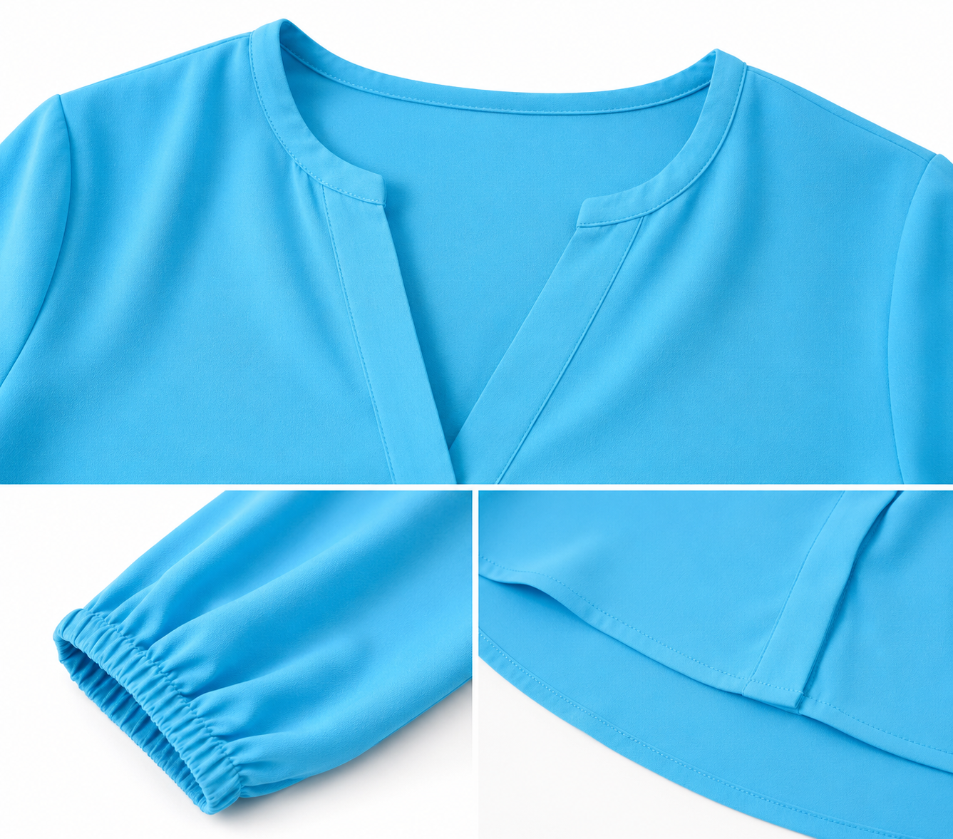 Blusa Dama azul turquesa manga larga