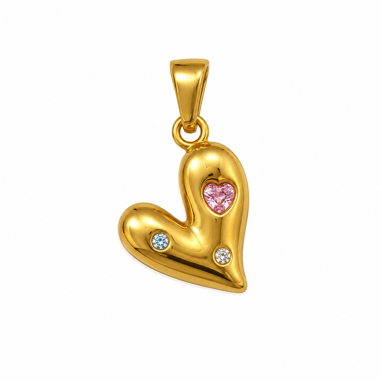 Collar dama corazón dorado cristales
