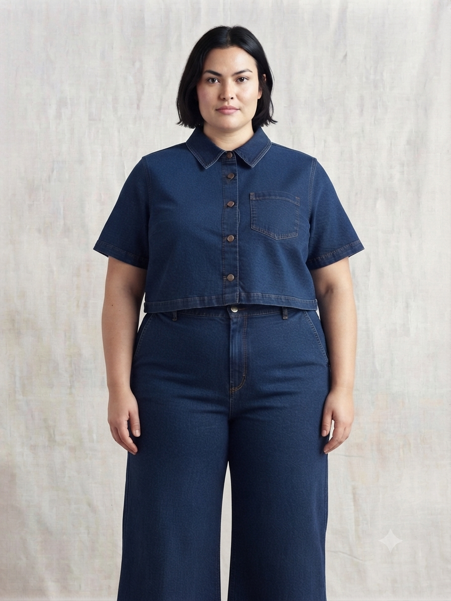 Conjunto dama de Mezclilla Azul de Dos Piezas