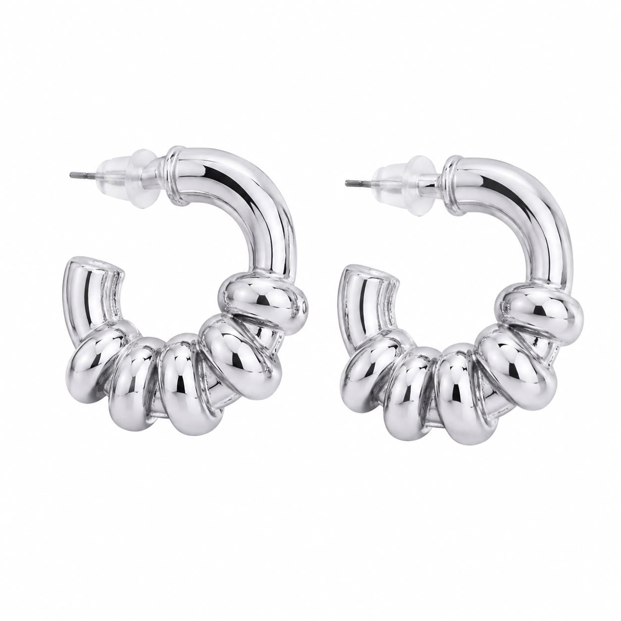 Aretes Arracadas Plateadas con Diseño Entrelazado ✨