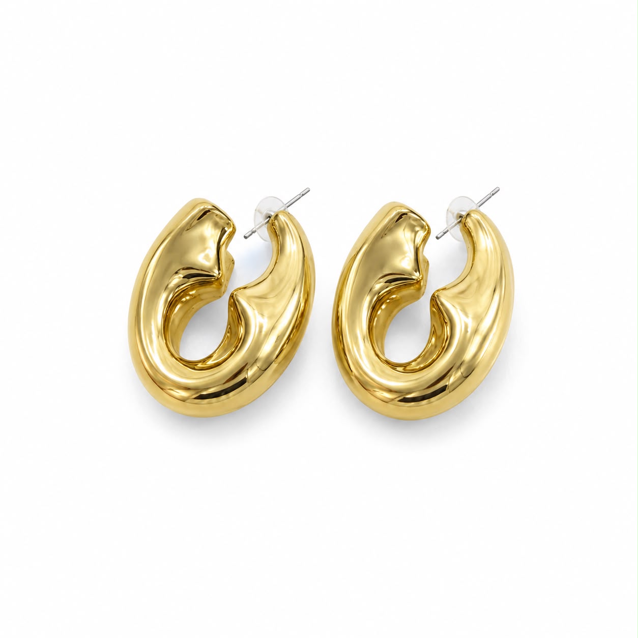 Aretes Dorados Tipo Huggie Esculturales ✨