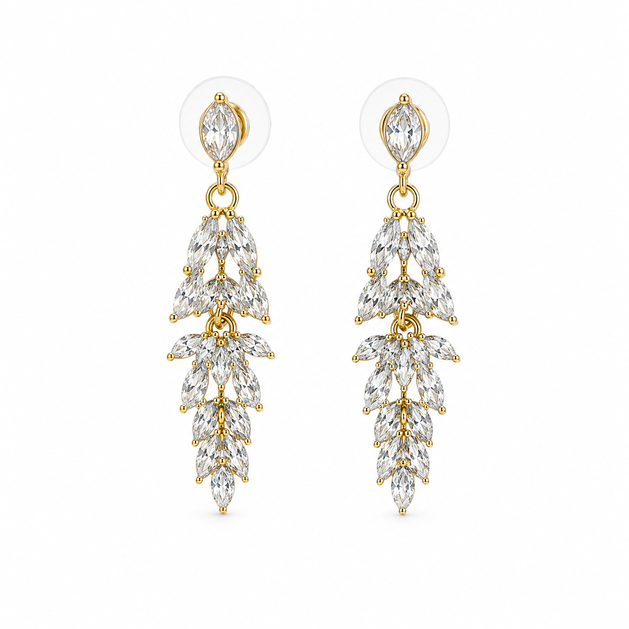 Aretes Colgantes Dorados con Cristales