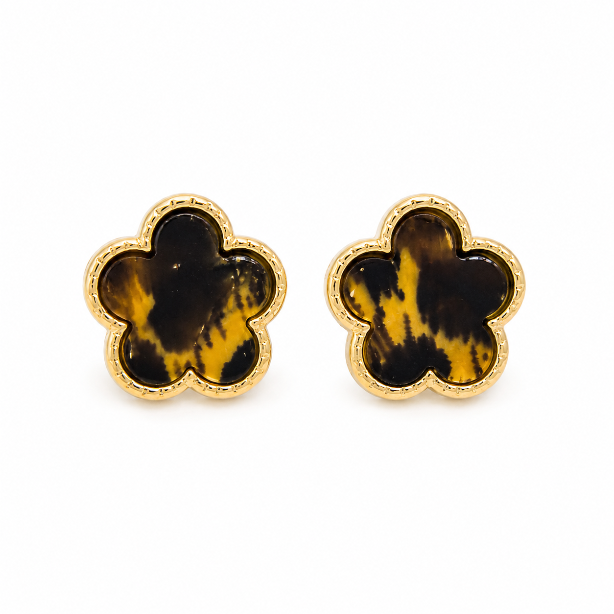 ✨ Aretes Flor Animal Print con Acabado Dorado ✨