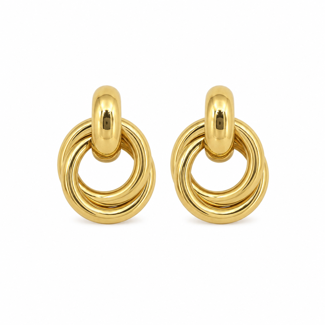 ✨ Aretes Dorados de Aros Entrelazados ✨