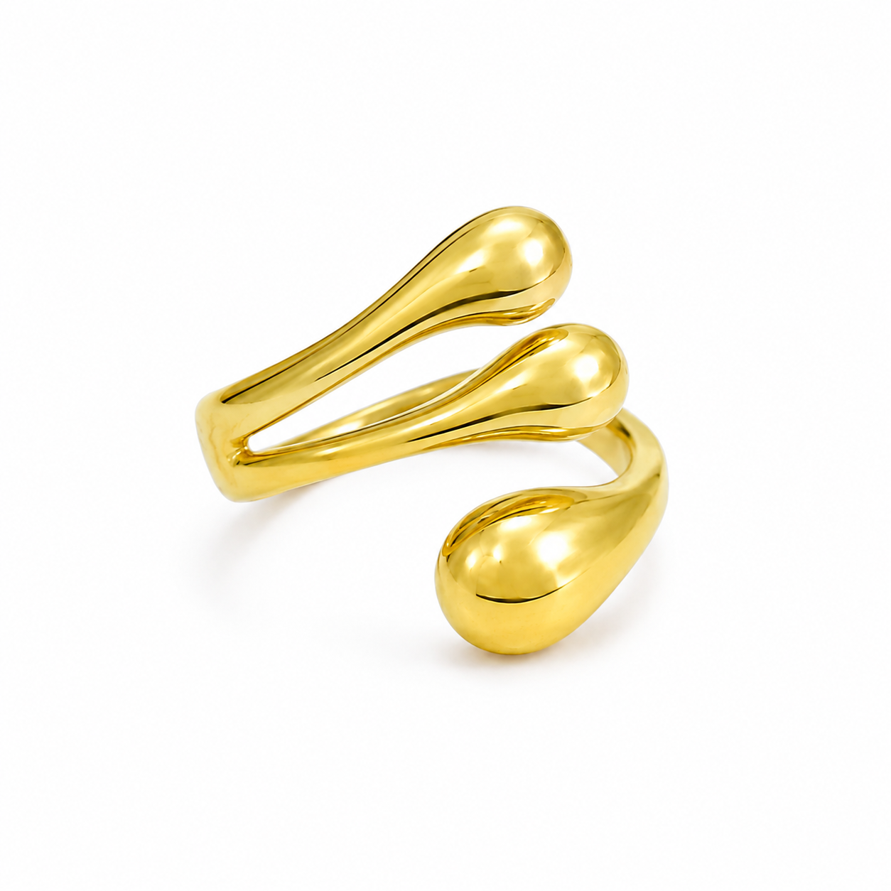 Anillo Dama dorado diseño de gotas