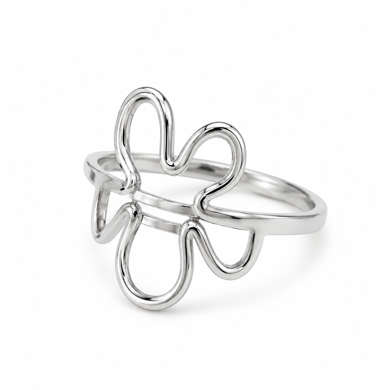 Anillo Dama plateado con flor 🌺