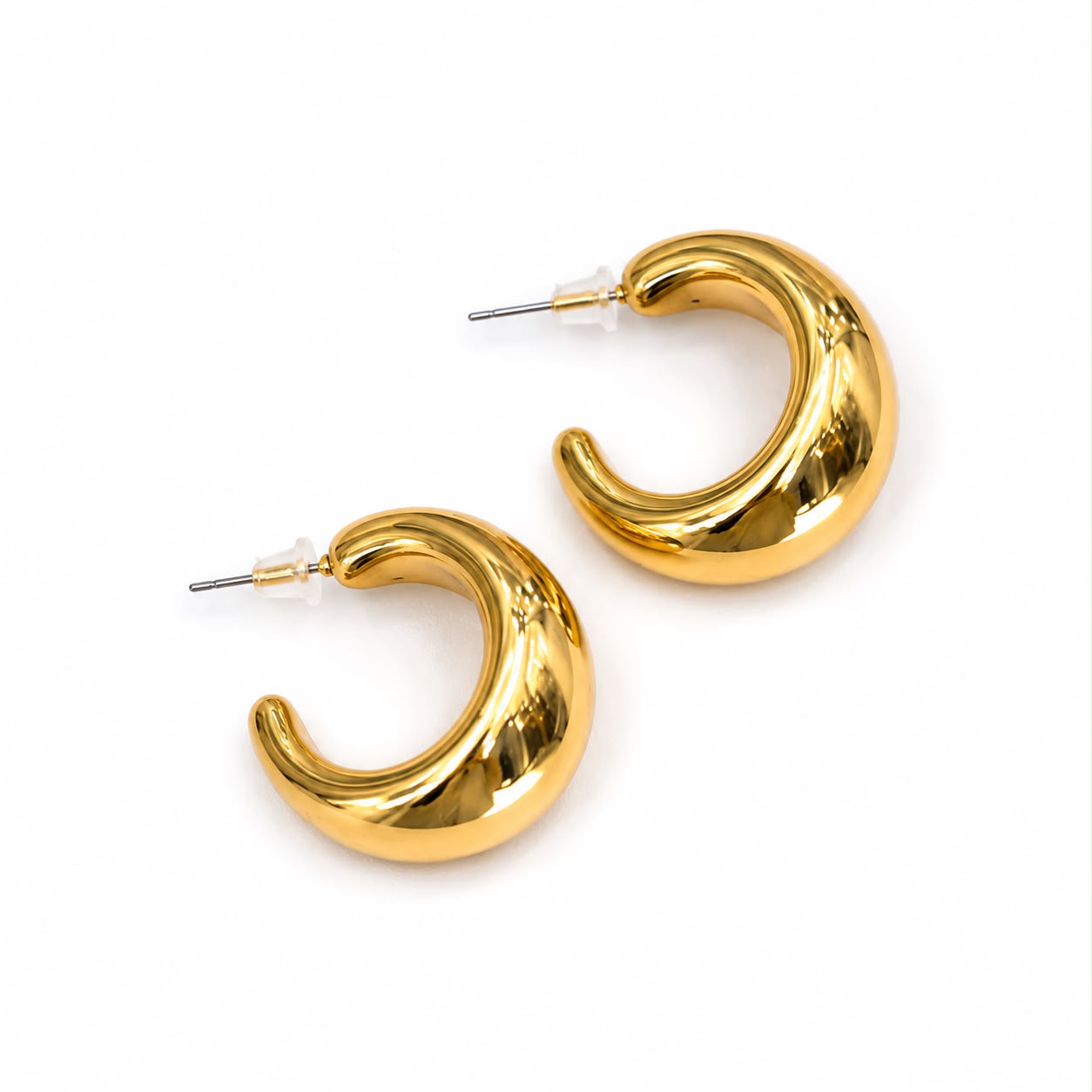 Aretes Arracadas Chunky Doradas Maxi