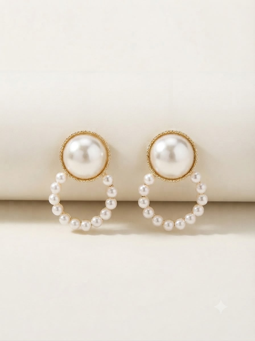 Aretes Doble Perla con Aro de Perlas – Elegancia Clásica