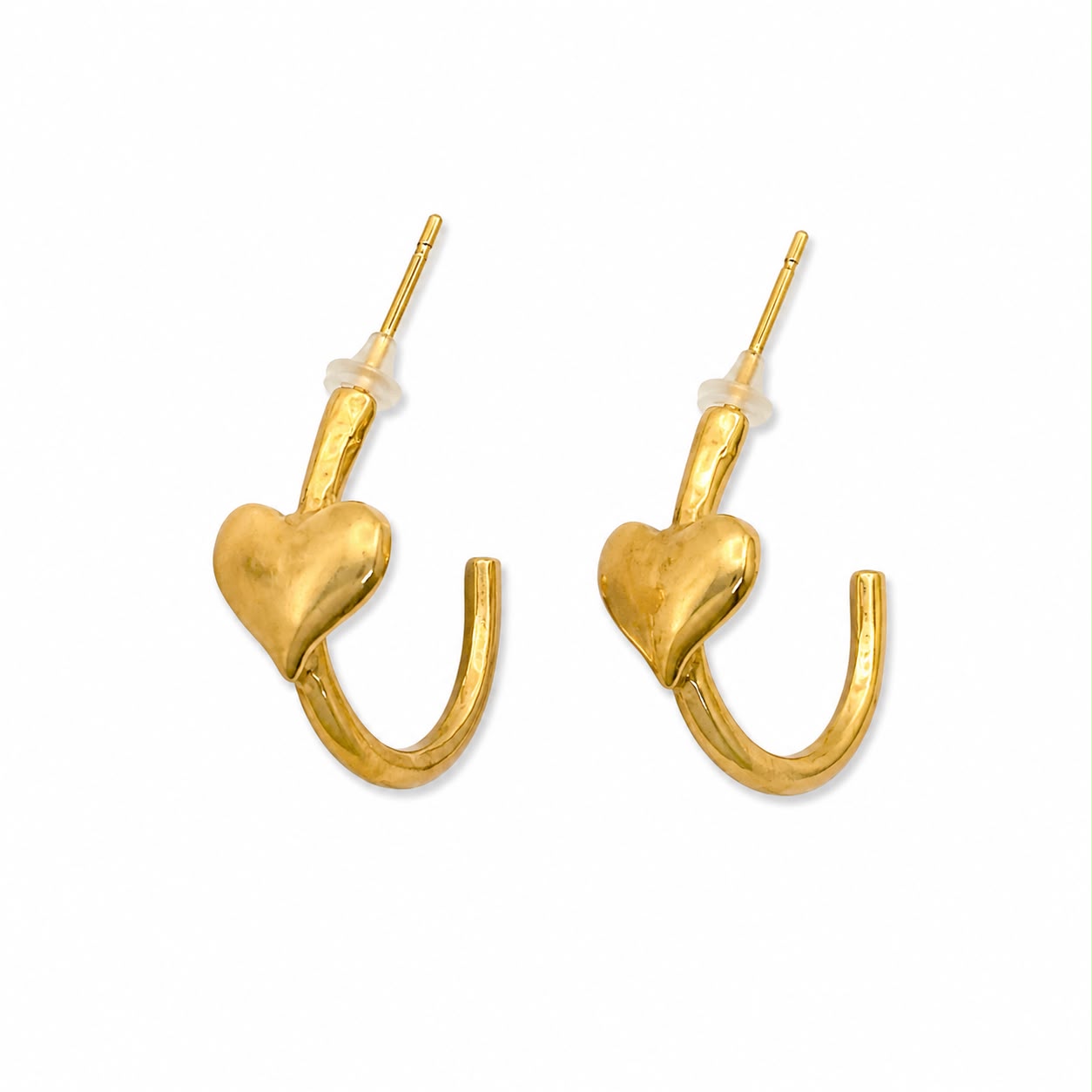 Aretes de Aro Dorados con Corazón | Románticos y Elegantes