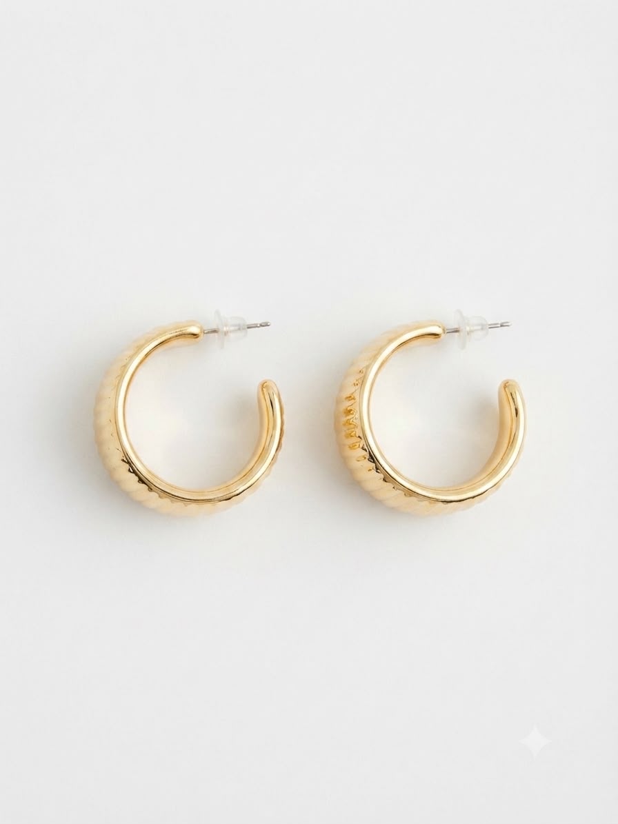 Aretes de Aro Dorados con Diseño Ondulado | Elegancia Atemporal