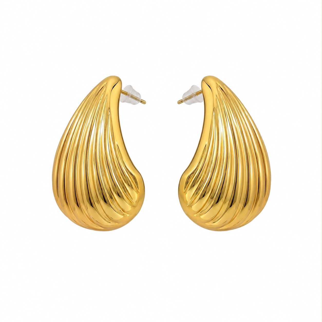 Aretes tipo gota texturizados dorados