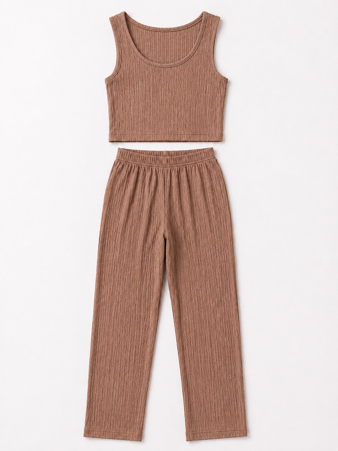 🤎 Conjunto dama 3 piezas texturizado color café ✨