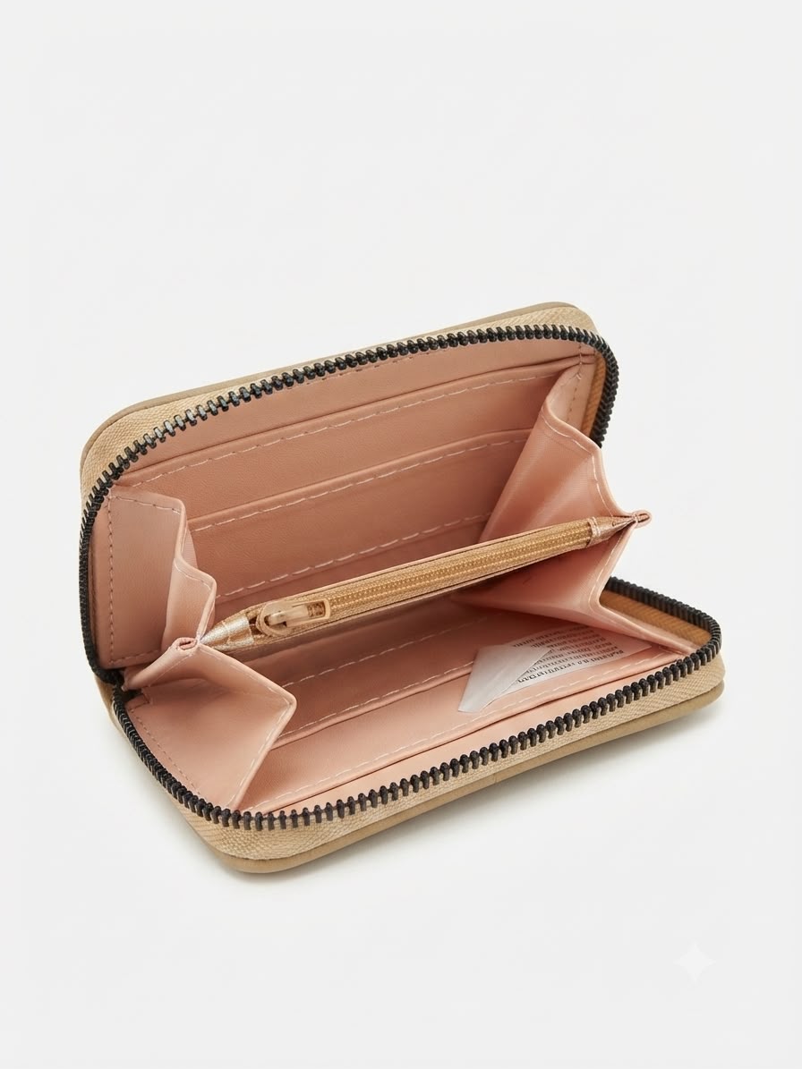 Cartera dama compacta color beige