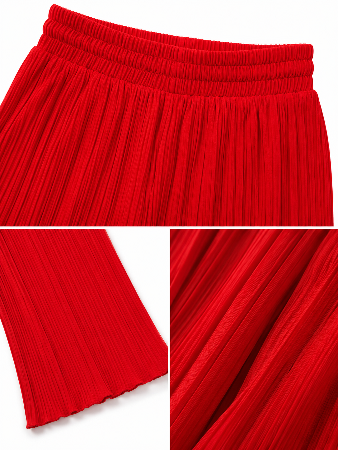 Pantalón Dama unitalla rojo plisado