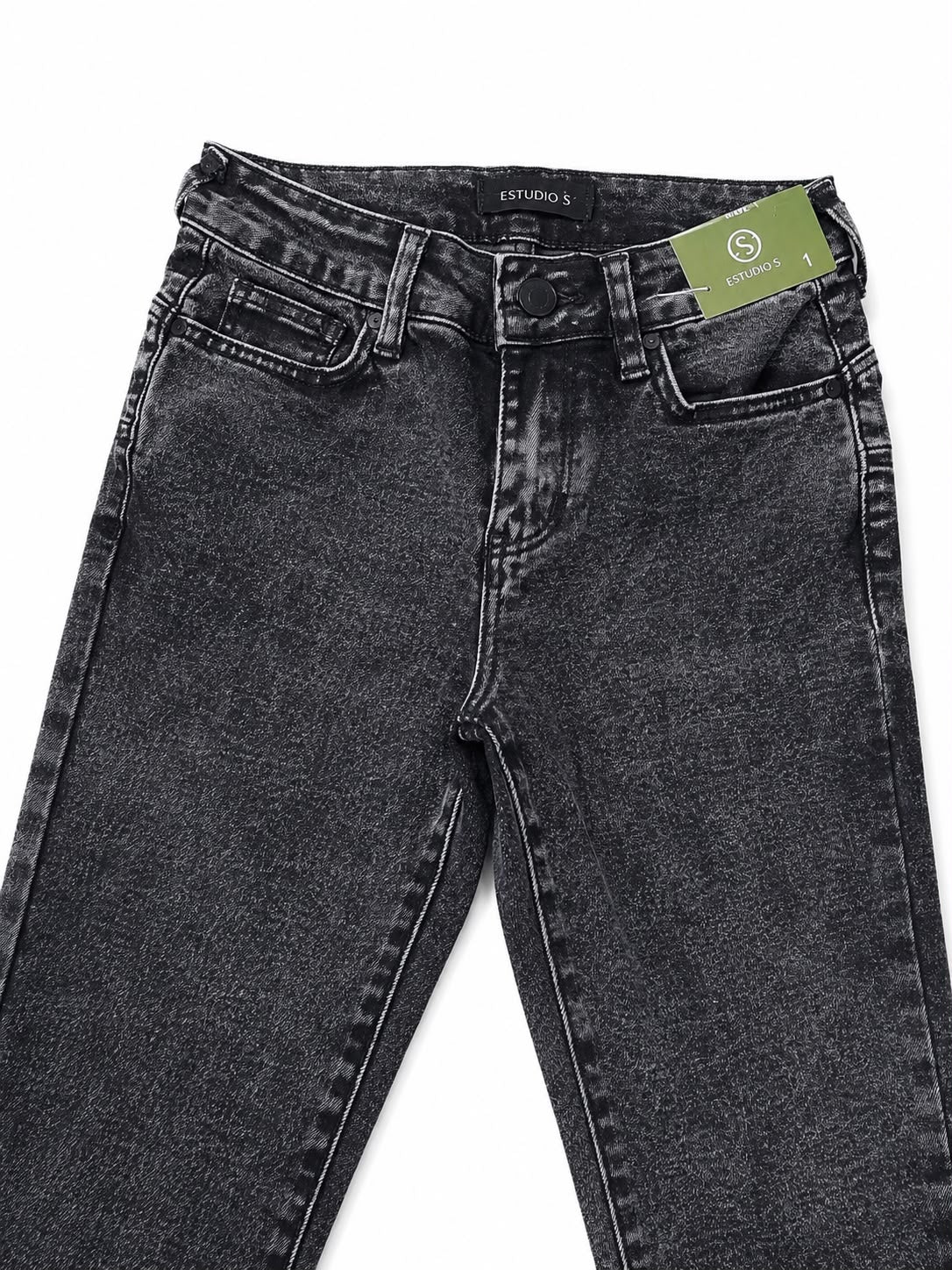 Pantalón Dama Mezclilla Skinny de Tiro Alto Color Gris Deslavado