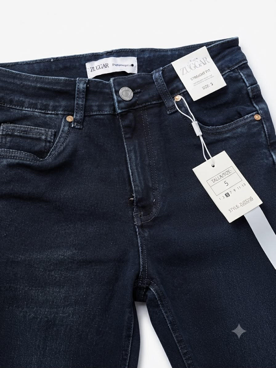 Pantalón dama mezclilla wide leg azul oscuro de tiro alto