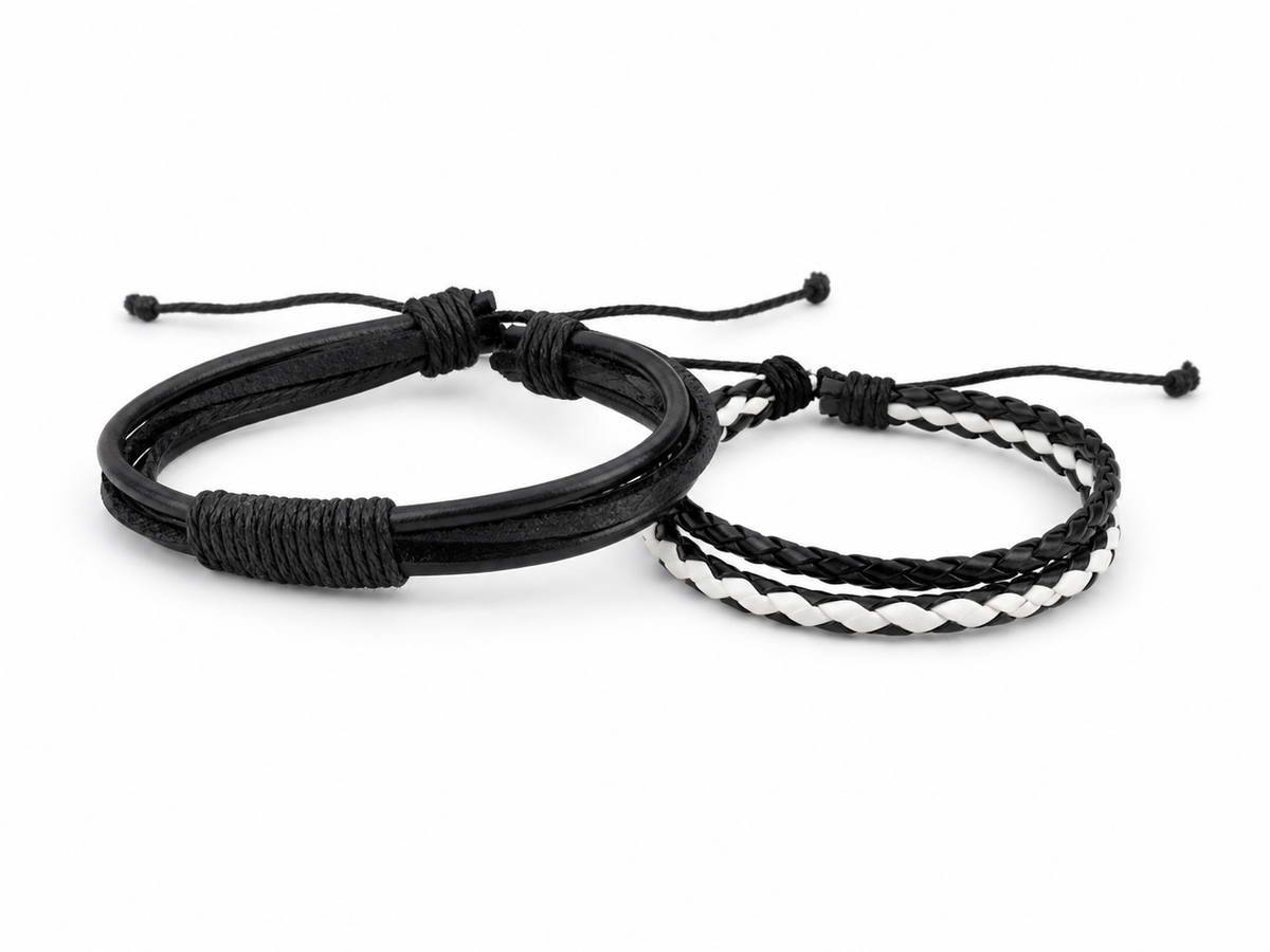 Set Reloj Caballero negro con Pulseras