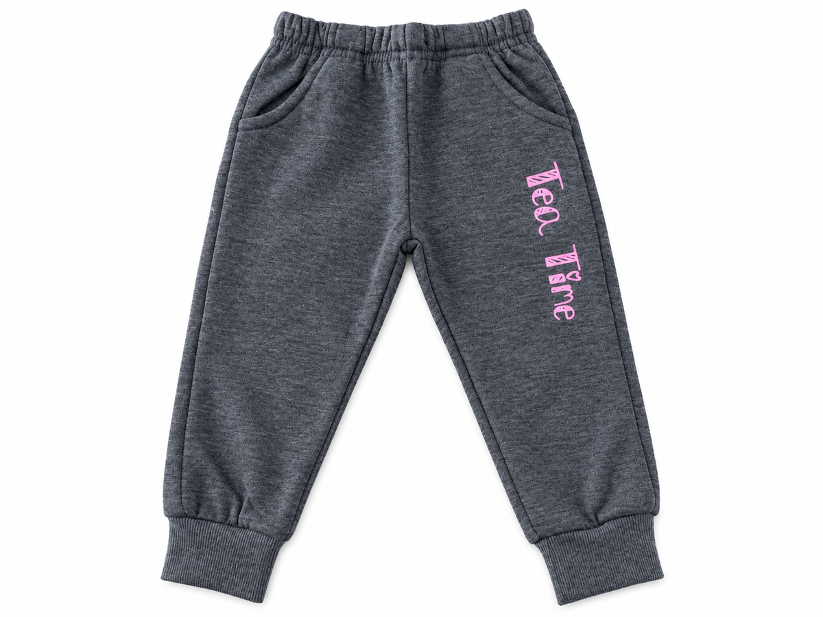 Set niña de 3 piezas con chamarra acolchada rosa de gatitos y pantalón deportivo