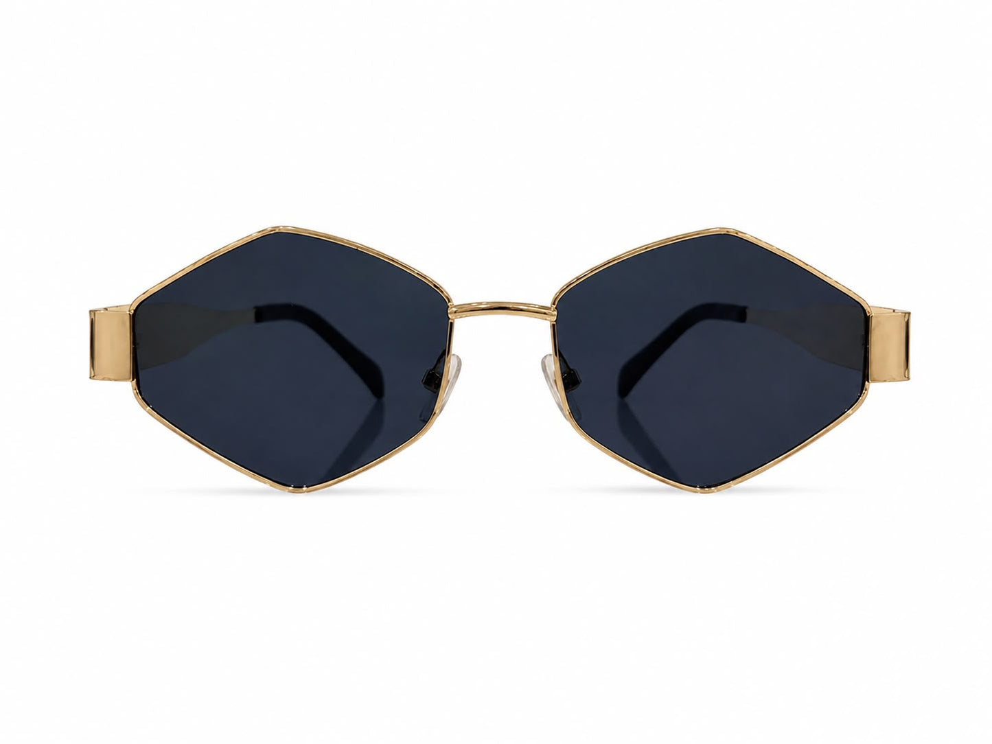 Lentes dama hexagonales negros con marco dorado