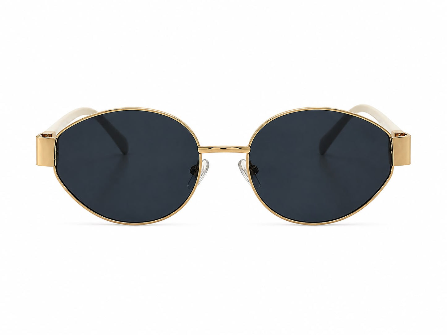 Lentes dama redondos negros con marco dorado