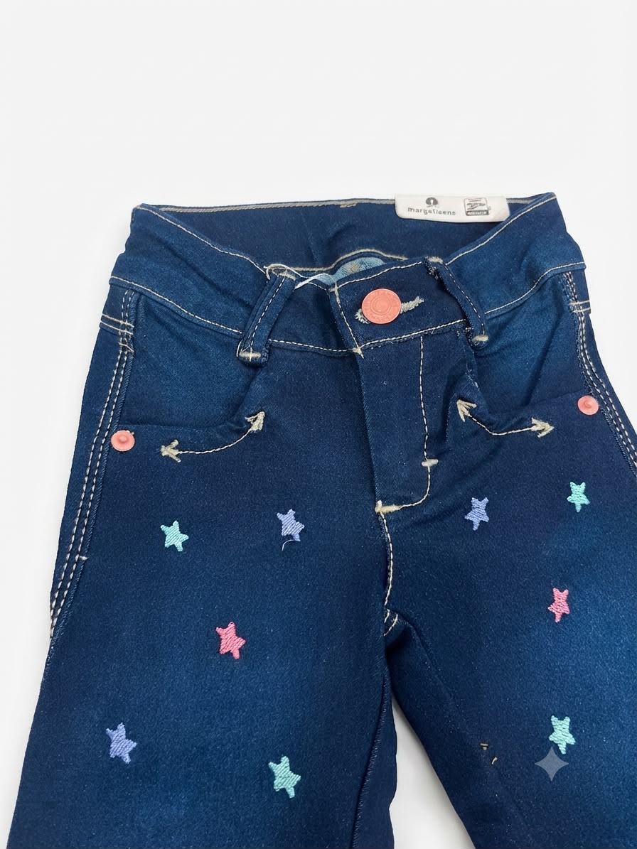 Pantalón Niña campana con estrellas bordadas
