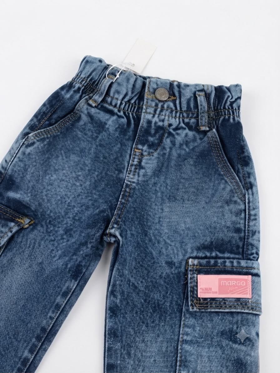 Pantalón niña cargo de mezclilla wide leg