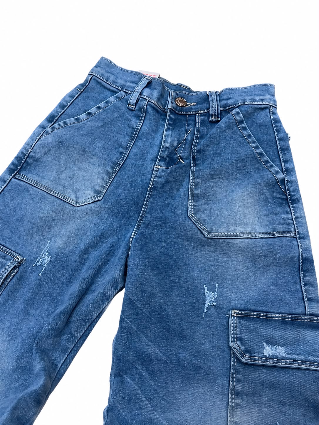 Pantalón niña cargo mezclilla bolsas