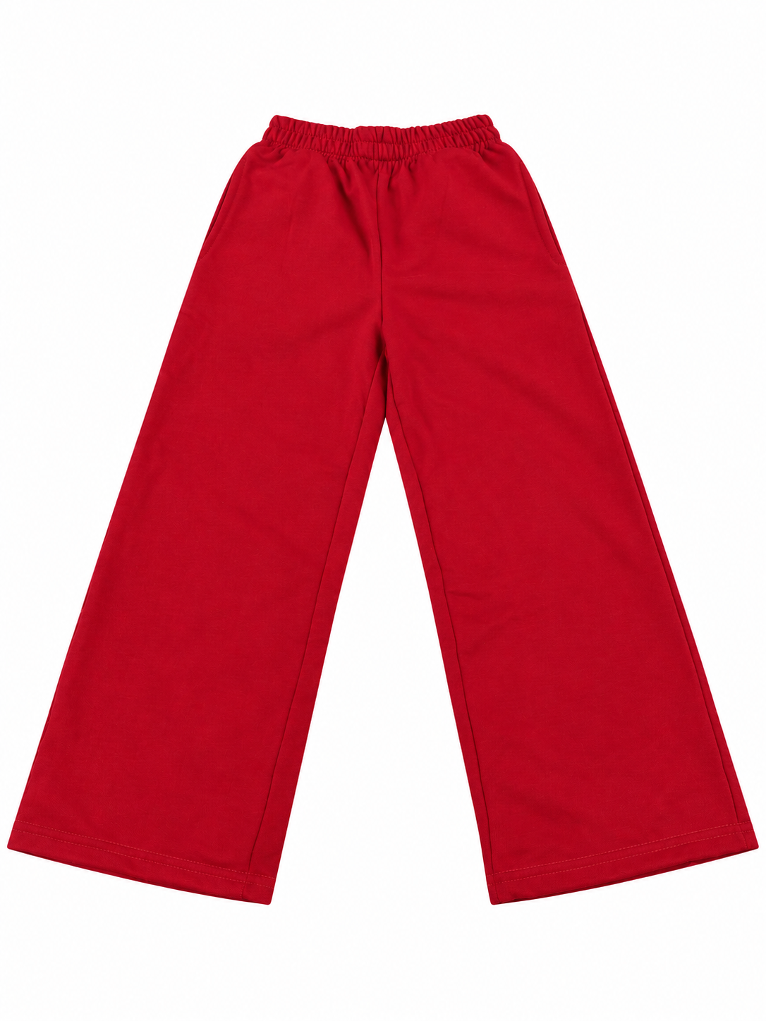Set niña rojo con sudadera corta y pantalón de pierna ancha