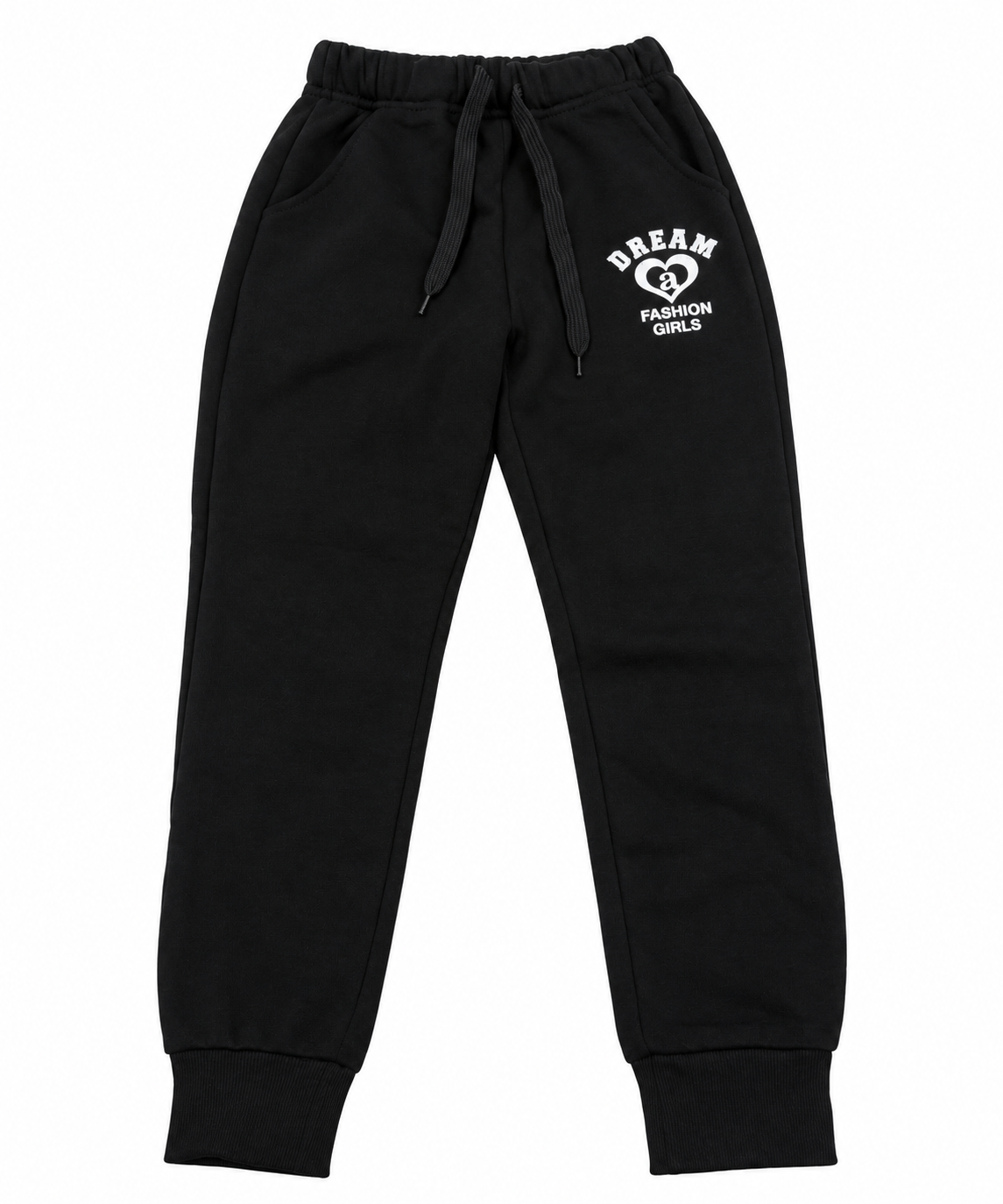 Set niña gris con sudadera de capucha afelpada y pantalón jogger negro