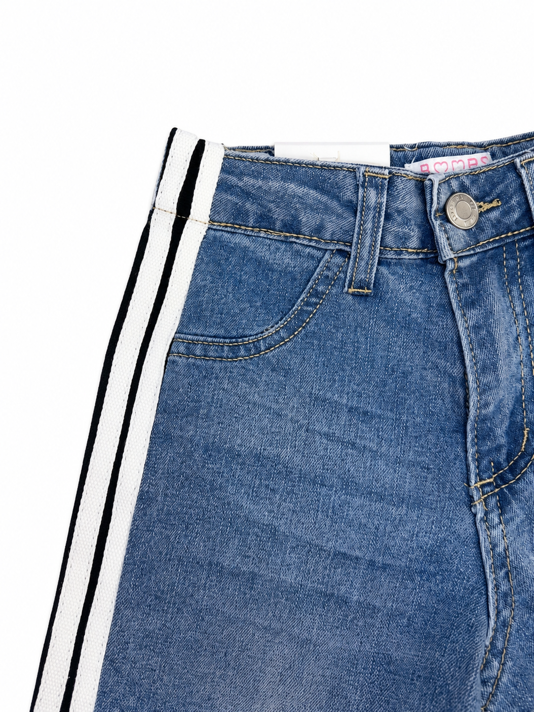 Pantalón niña mezclilla con franjas laterales