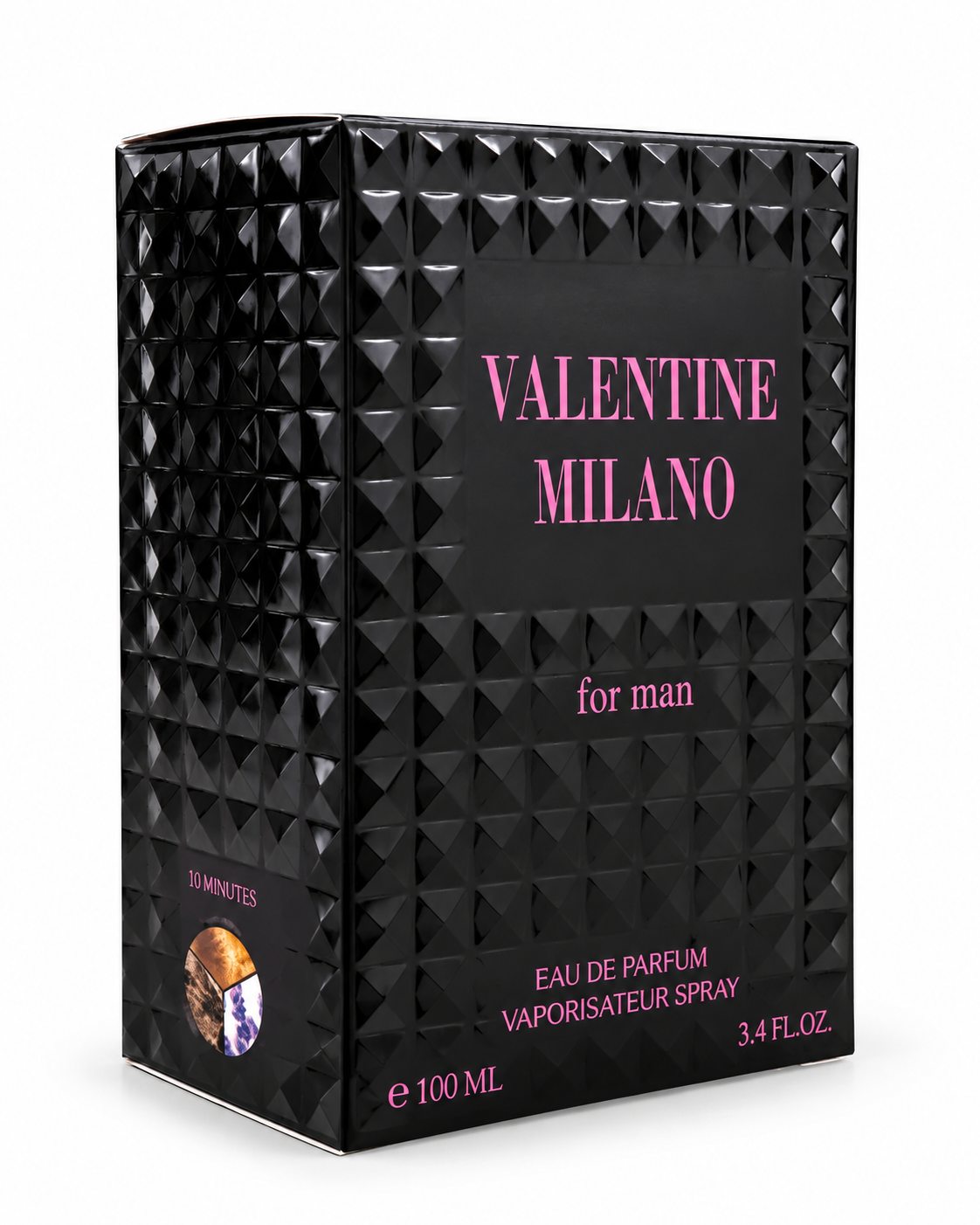 Perfume caballero con frasco texturizado y diseño elegante