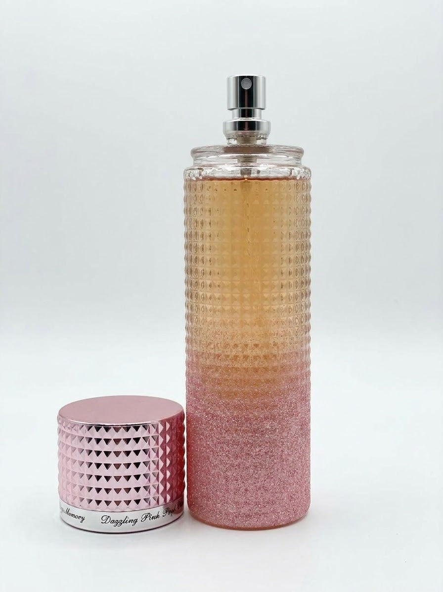 Perfume para Dama "Dazzling Pink" – Colonia Corporal en Frasco Decorativo con Relieve y Acabado Rosa Brillantinado