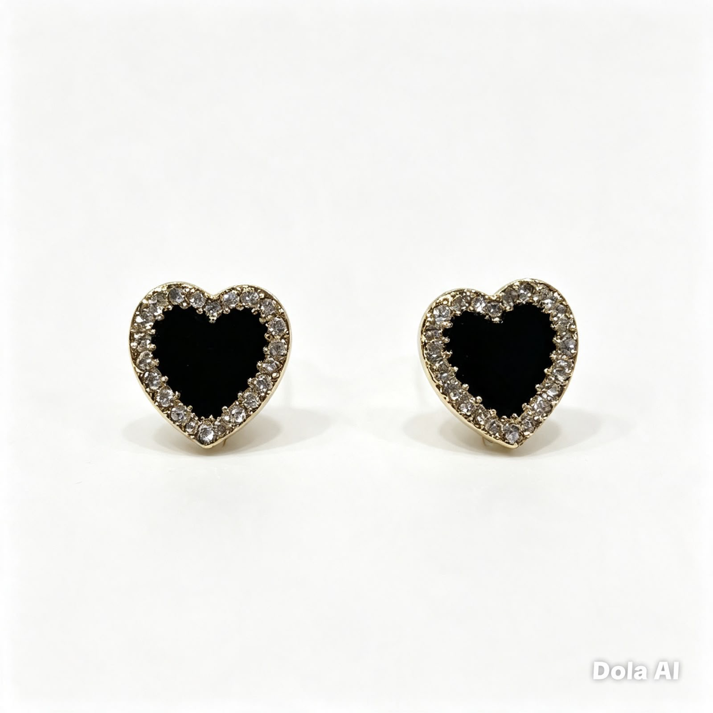 Aretes dama corazón negro con brillo 🖤✨
