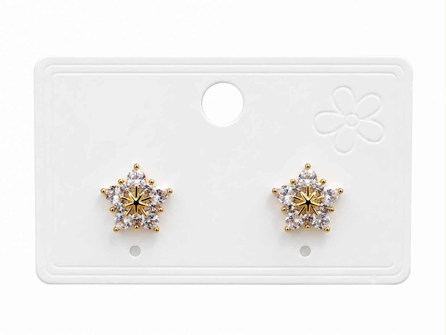 Aretes Dama Flor Dorada con Cristales ✨🌼