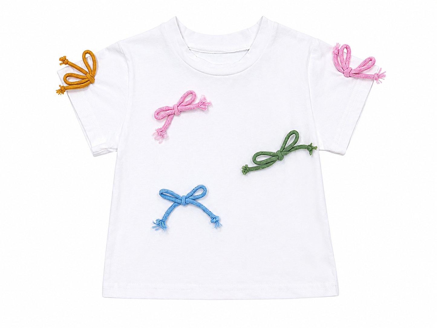 Set Bebé playera moños y short mezclilla