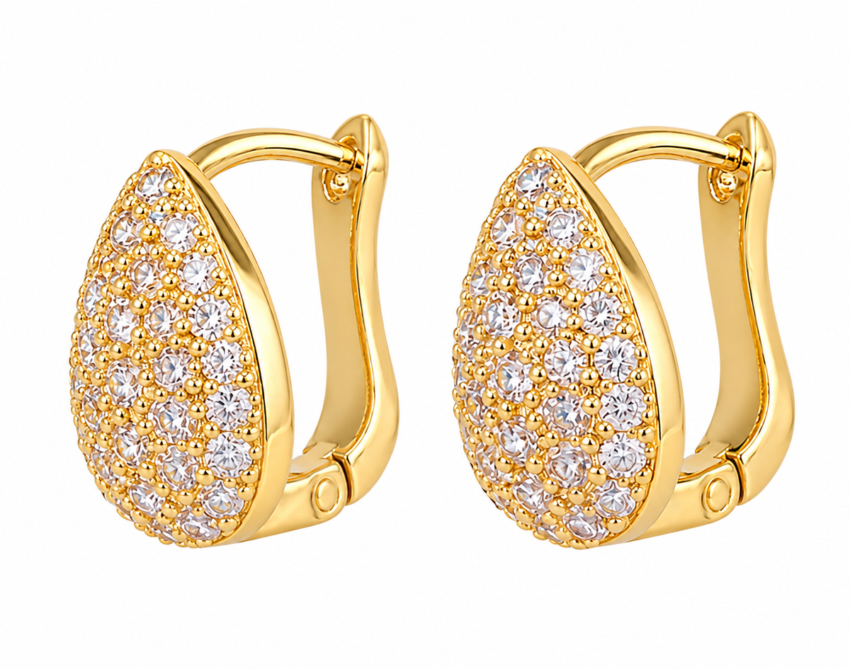 Aretes dama gota dorada con brillo ✨