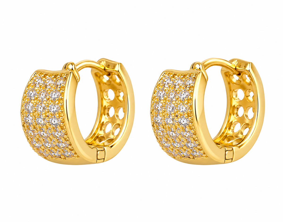 Aretes dama aro dorado con pedrería ✨