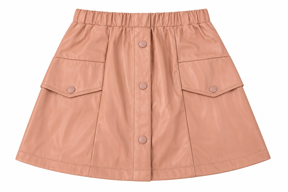 Set niña 3 piezas con chamarra y falda efecto piel