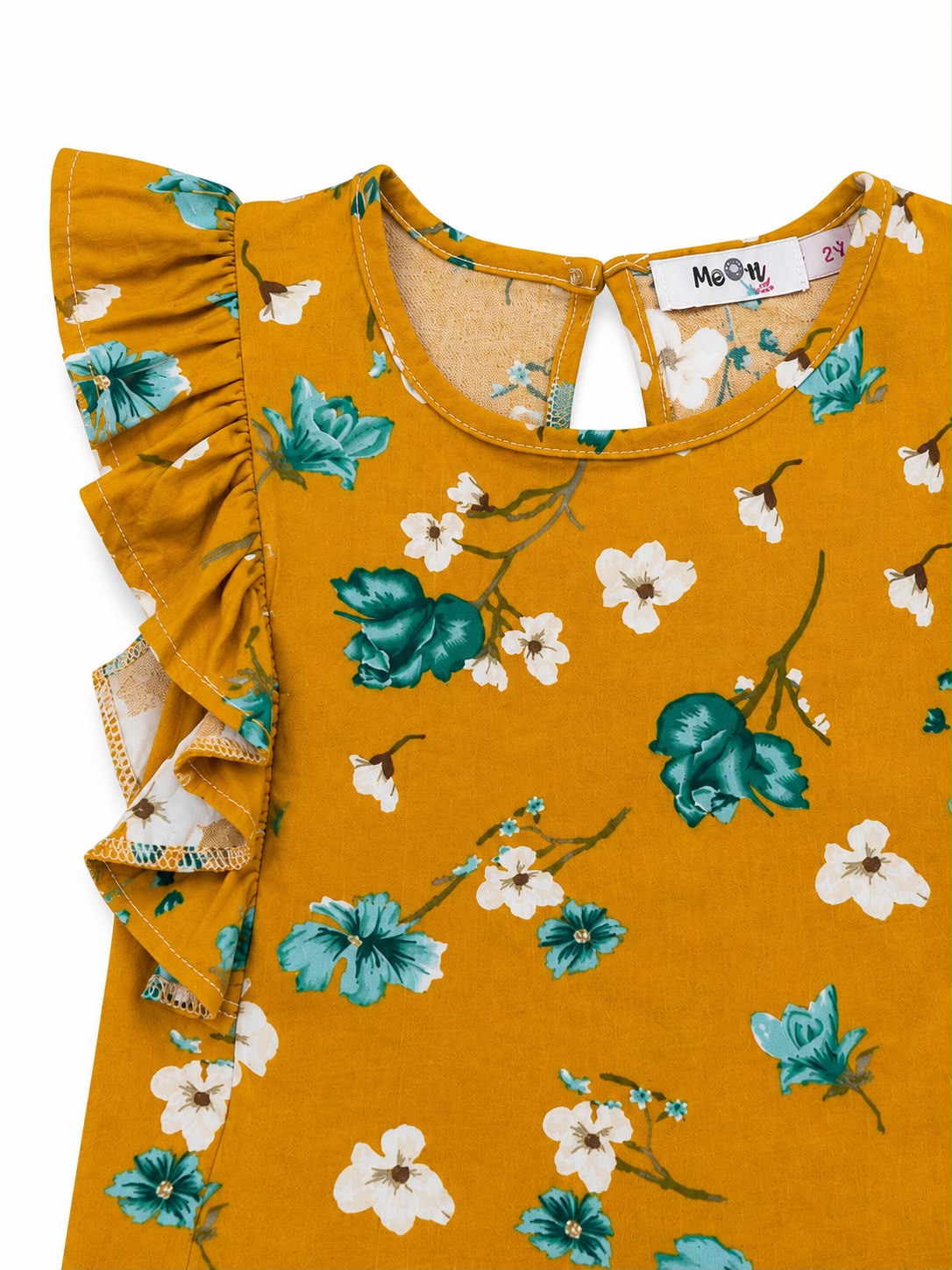 Blusa niña mostaza con estampado floral