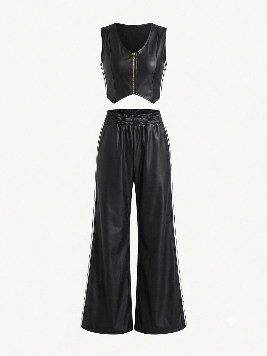 Conjunto dama chico negro con orillas blancas @.N.T