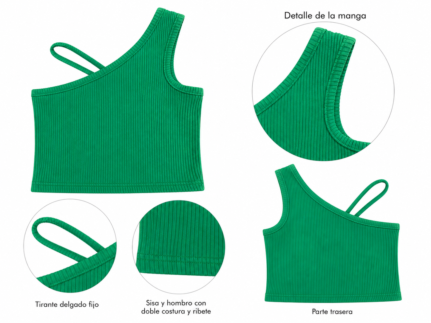 Blusa niña crop verde de un hombro