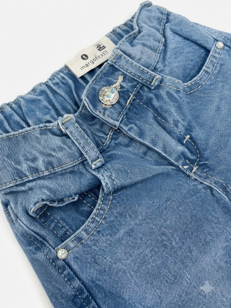 Pantalón niña de mezclilla clásico azul claro