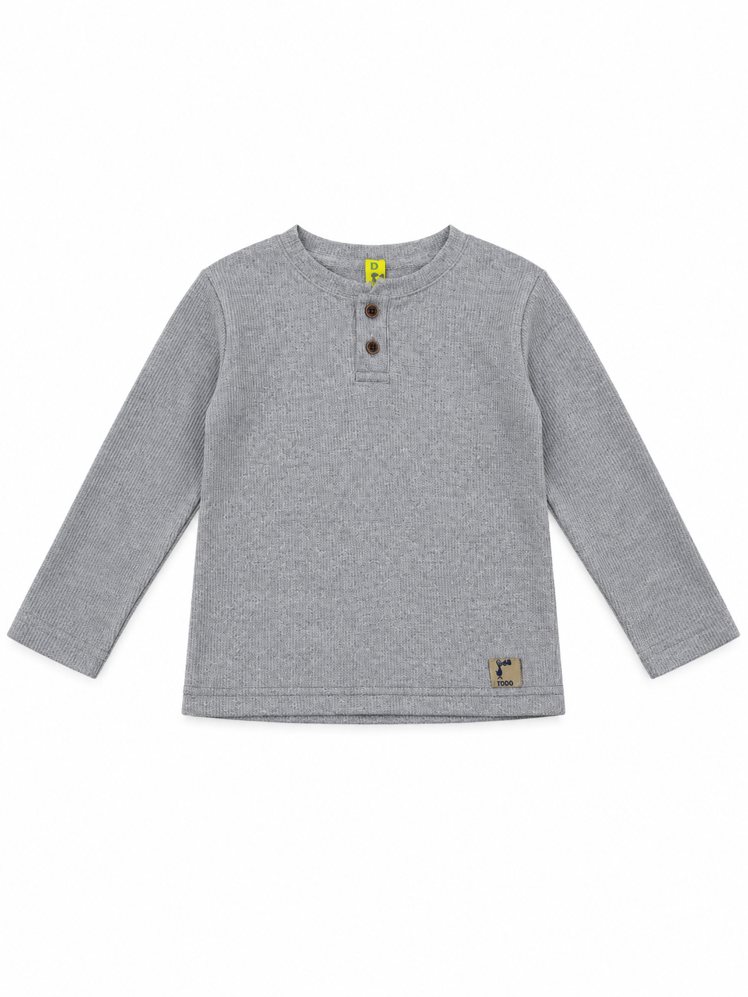 Playera niño gris manga larga con botones